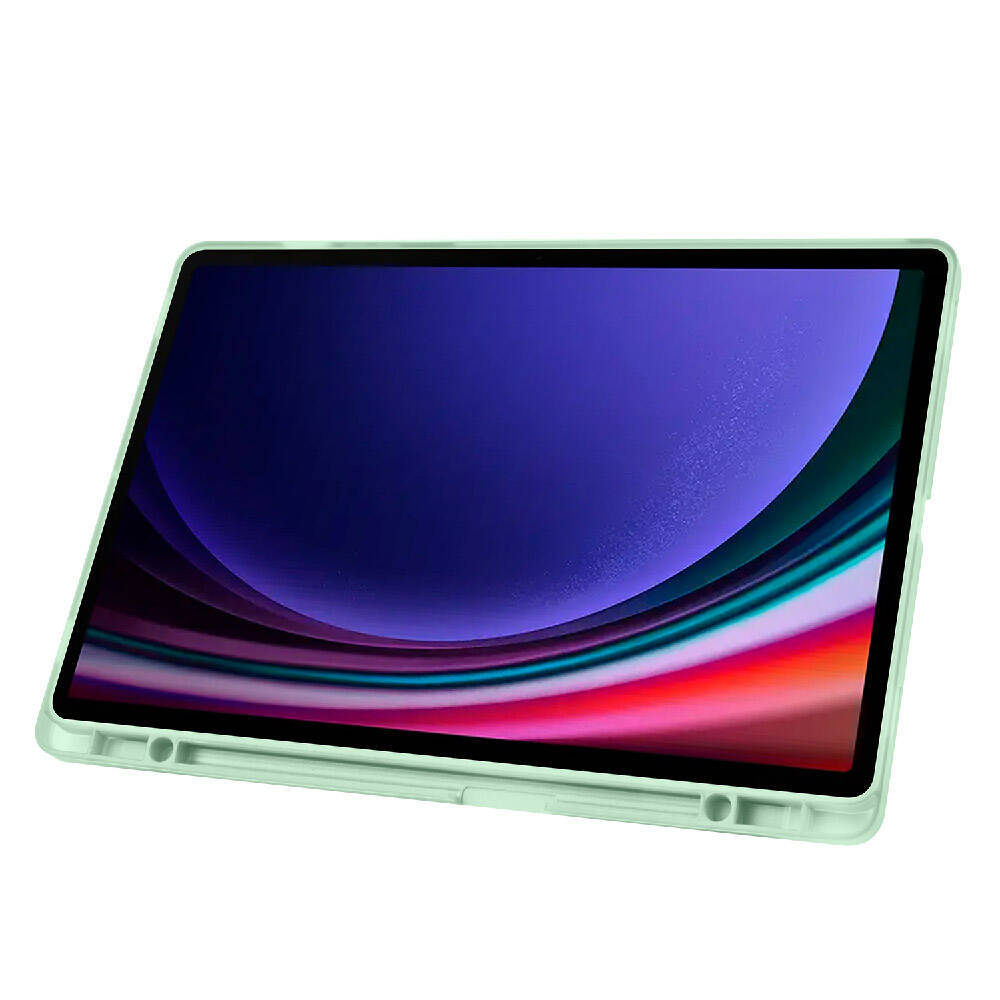 Galaxy Tab S9 FE Plus Kılıf Zore Tri Folding Kalem Bölmeli Standlı Kılıf Rose Gold