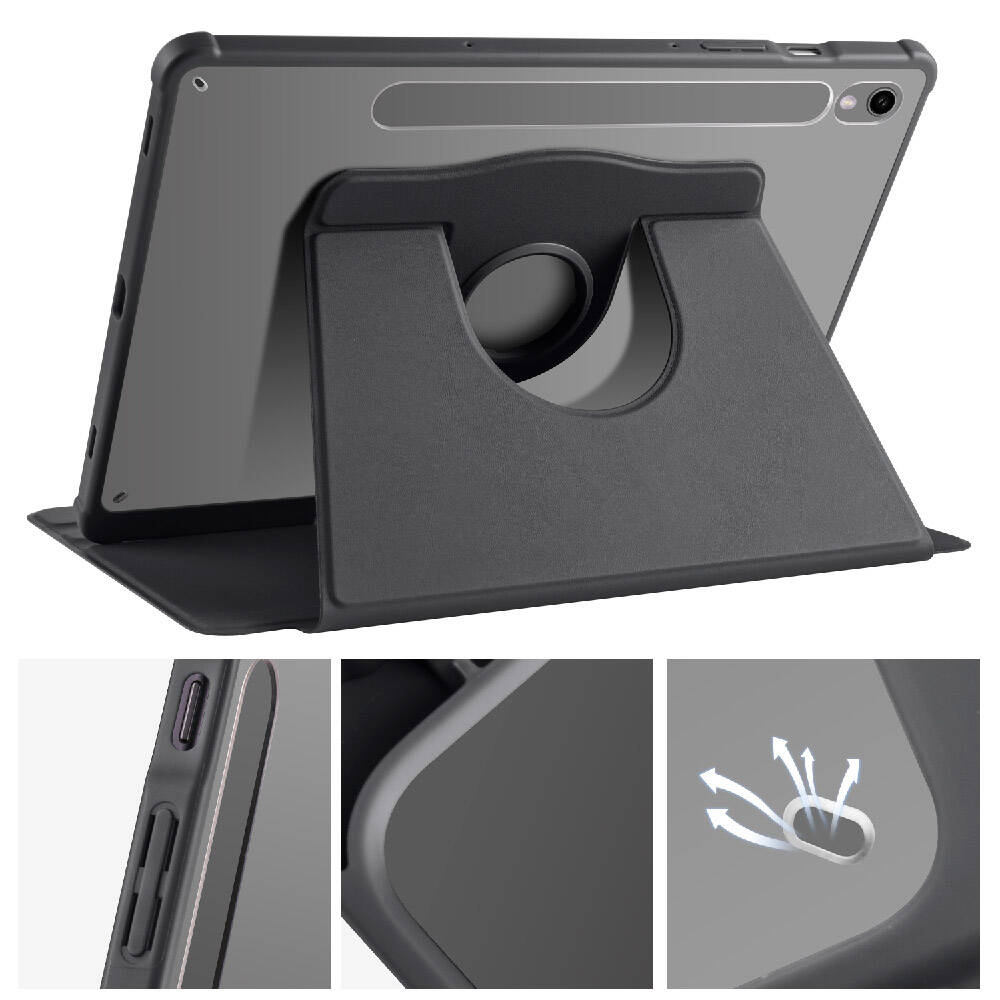 Galaxy Tab S9 Kılıf Zore Termik Kalem Bölmeli Dönebilen Standlı Kılıf Pembe