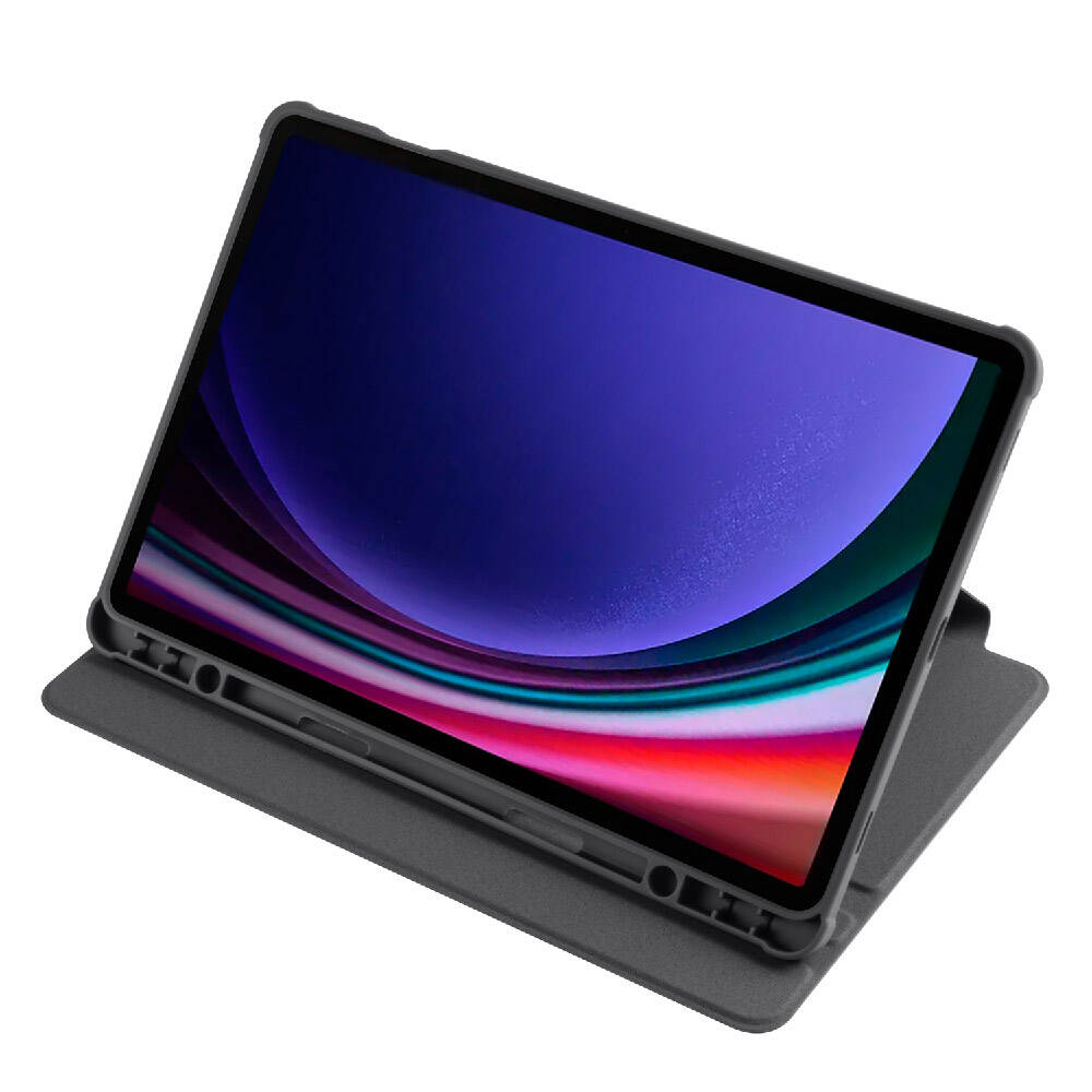 Galaxy Tab S9 Kılıf Zore Termik Kalem Bölmeli Dönebilen Standlı Kılıf Gri