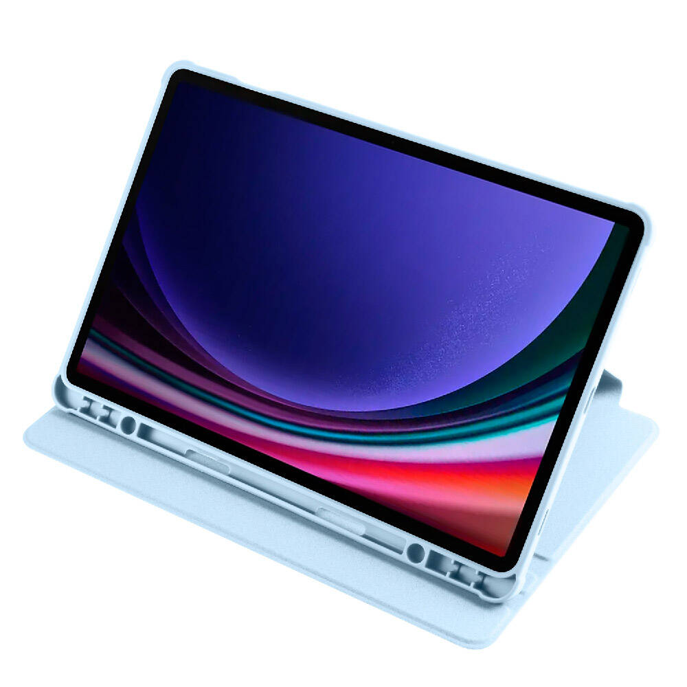Galaxy Tab S9 Kılıf Zore Termik Kalem Bölmeli Dönebilen Standlı Kılıf Gri