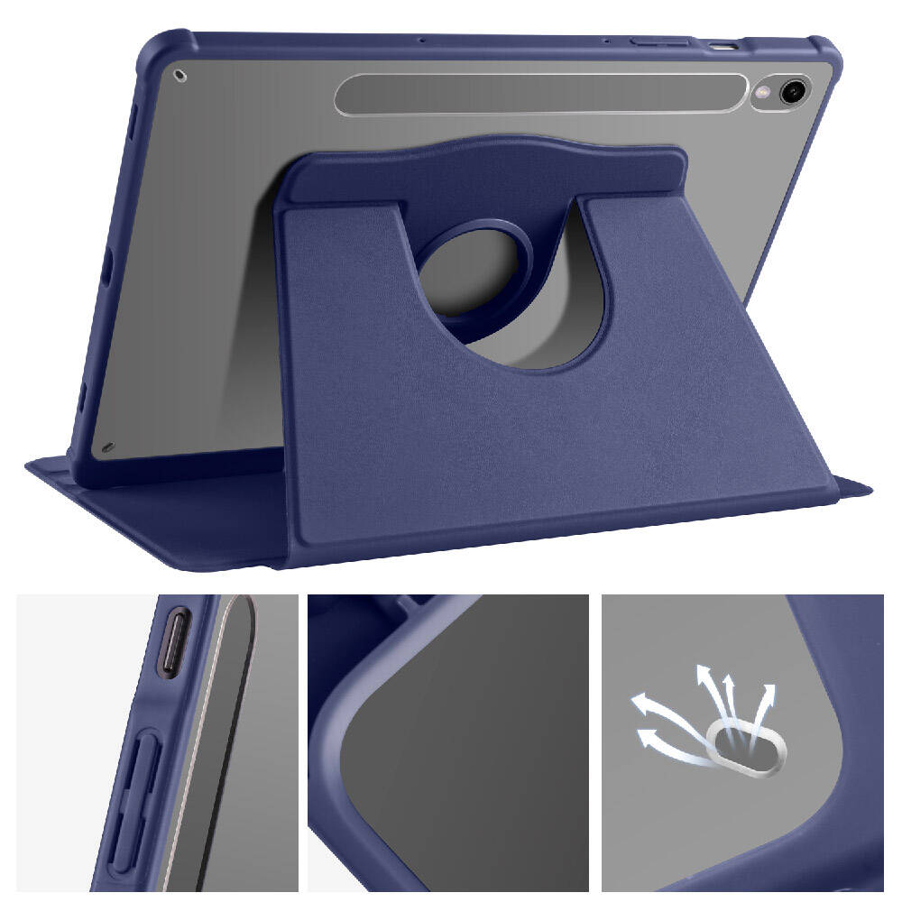 Galaxy Tab S9 Kılıf Zore Termik Kalem Bölmeli Dönebilen Standlı Kılıf Gri