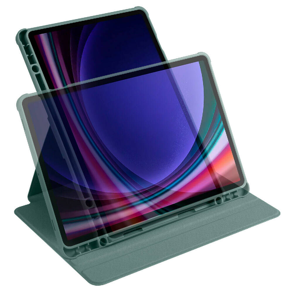 Galaxy Tab S9 Kılıf Zore Termik Kalem Bölmeli Dönebilen Standlı Kılıf Açık Yeşil