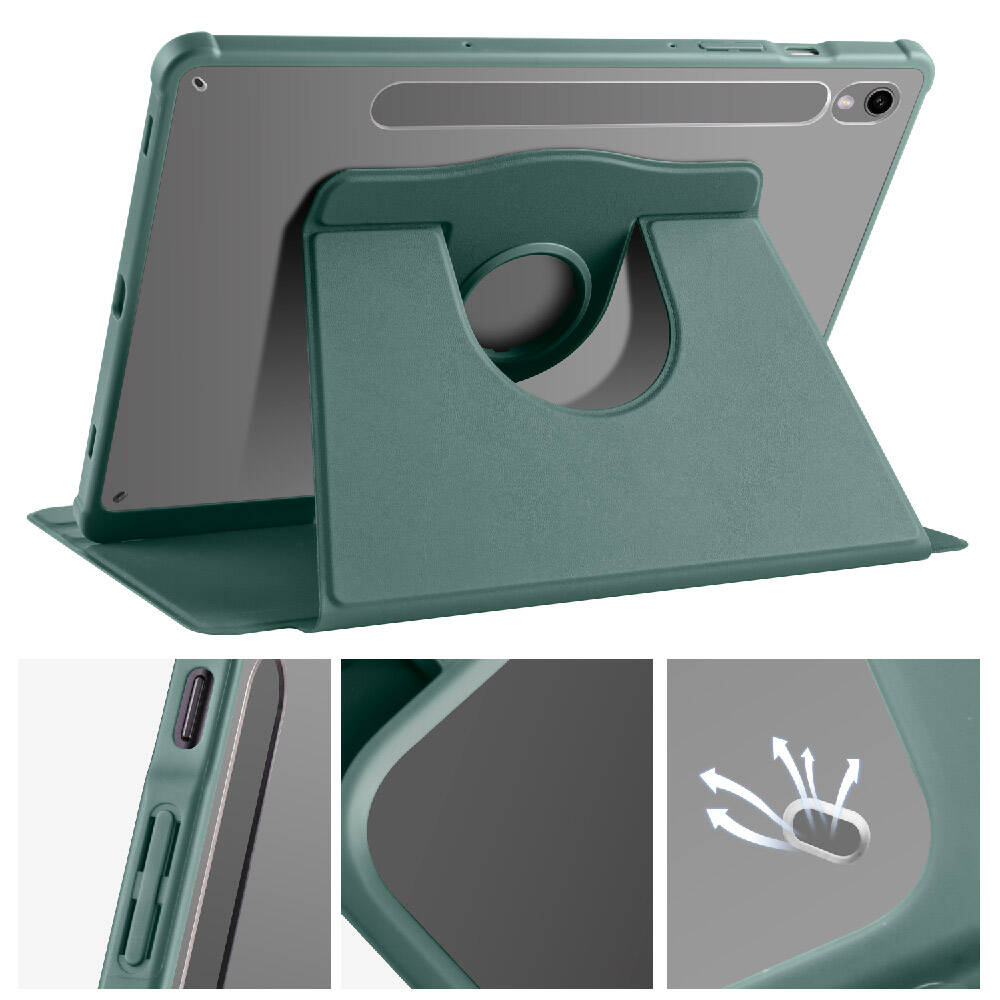 Galaxy Tab S9 Kılıf Zore Termik Kalem Bölmeli Dönebilen Standlı Kılıf Gri
