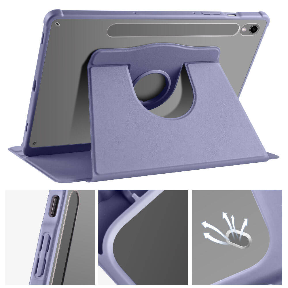 Galaxy Tab S9 Kılıf Zore Termik Kalem Bölmeli Dönebilen Standlı Kılıf Gri