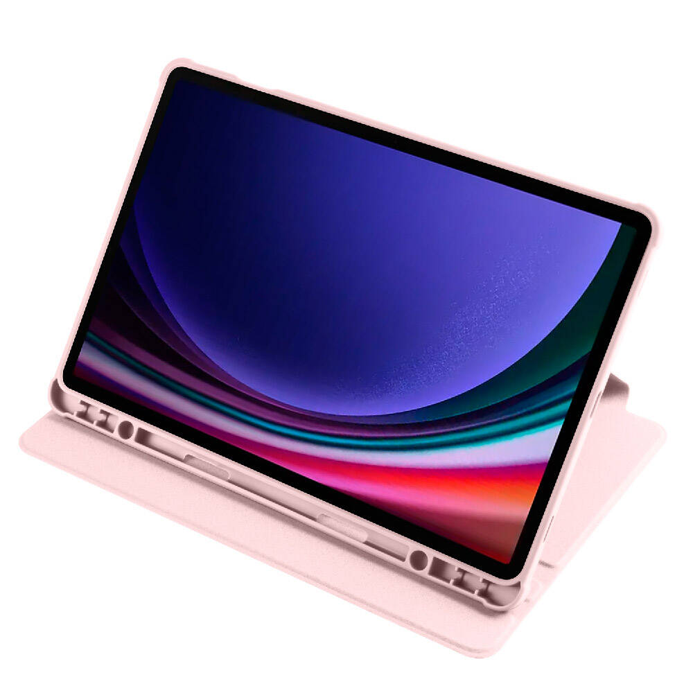 Galaxy Tab S9 Kılıf Zore Termik Kalem Bölmeli Dönebilen Standlı Kılıf Pembe