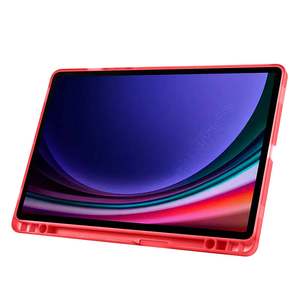 Galaxy Tab S9 Kılıf Zore Tri Folding Kalem Bölmeli Standlı Kılıf Gri