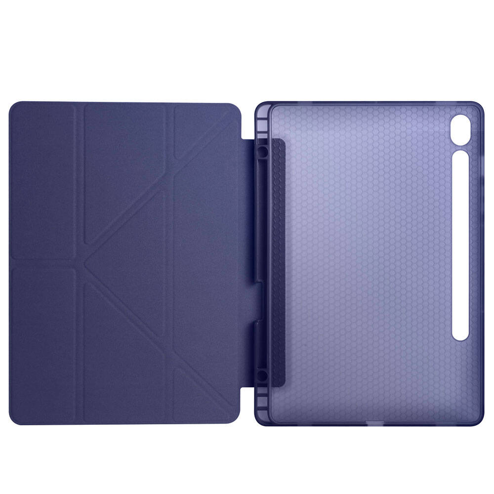 Galaxy Tab S9 Kılıf Zore Tri Folding Kalem Bölmeli Standlı Kılıf Mor