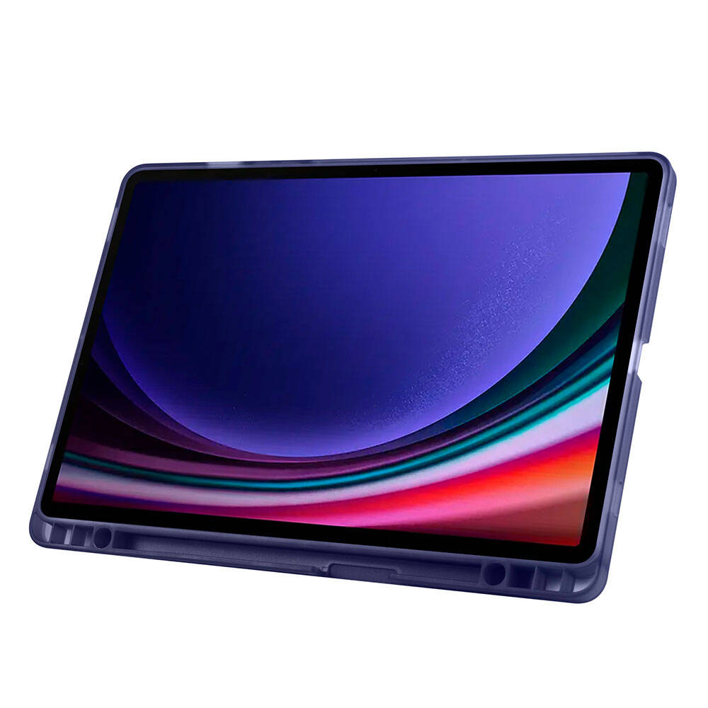 Galaxy Tab S9 Kılıf Zore Tri Folding Kalem Bölmeli Standlı Kılıf Gri