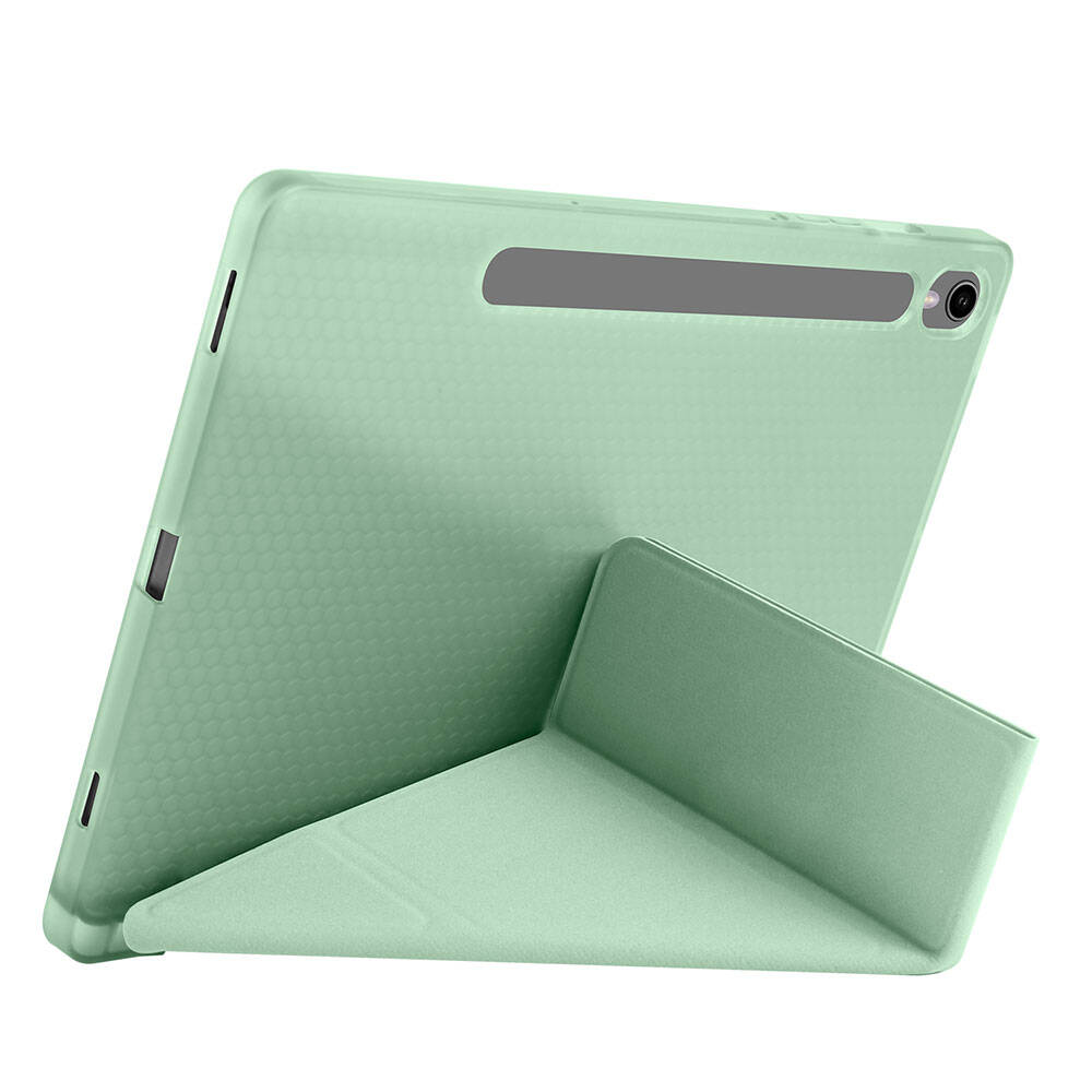 Galaxy Tab S9 Kılıf Zore Tri Folding Kalem Bölmeli Standlı Kılıf Açık Yeşil