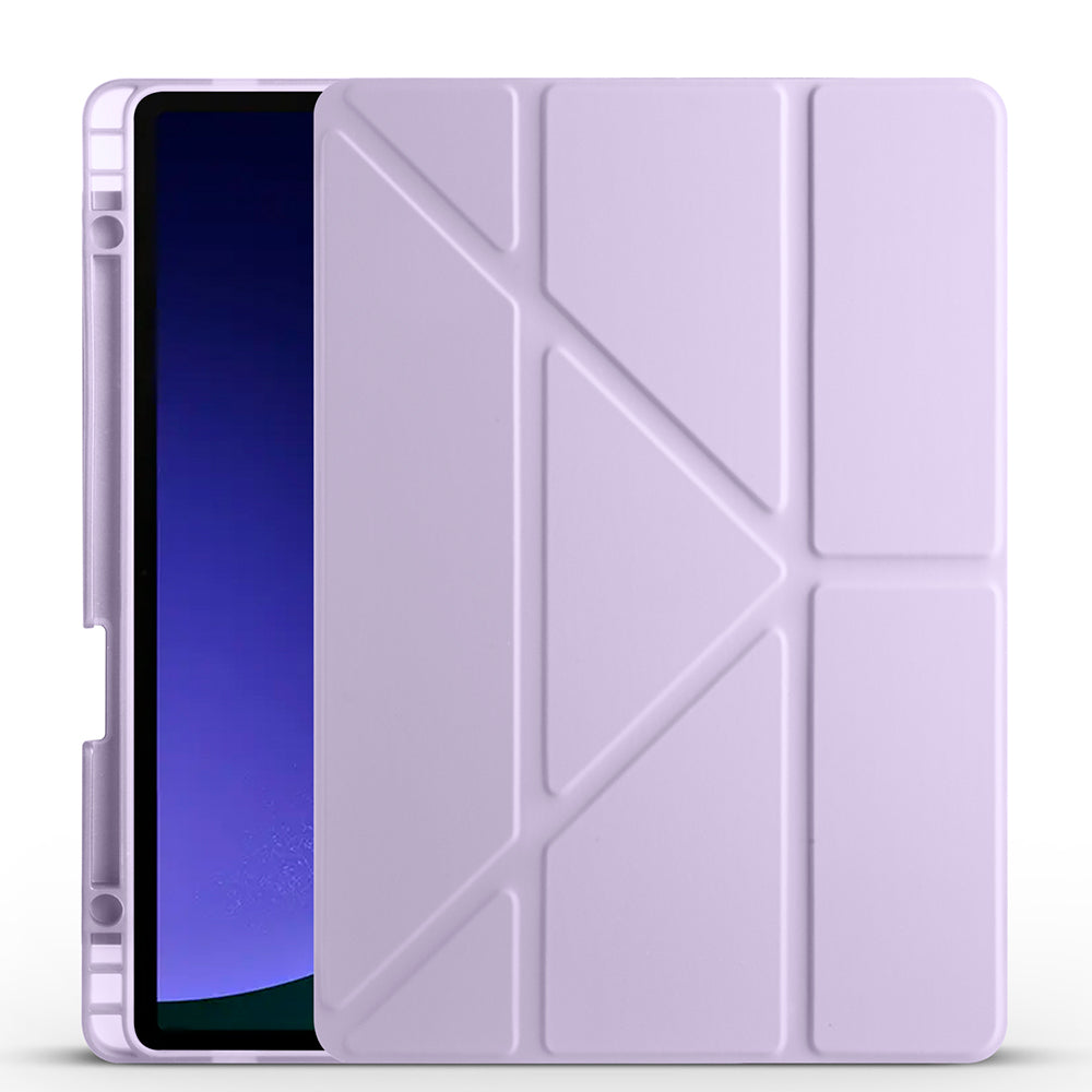 Galaxy Tab S9 Kılıf Zore Tri Folding Kalem Bölmeli Standlı Kılıf Mor