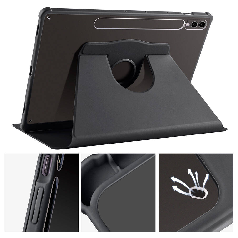 Galaxy Tab S9 Plus Kılıf Zore Termik Kalem Bölmeli Dönebilen Standlı Kılıf Lacivert