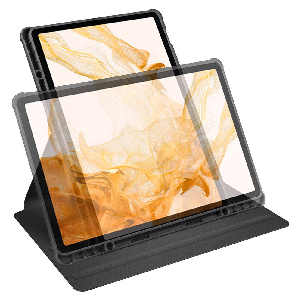 Galaxy Tab S9 Plus Kılıf Zore Termik Kalem Bölmeli Dönebilen Standlı Kılıf Gri
