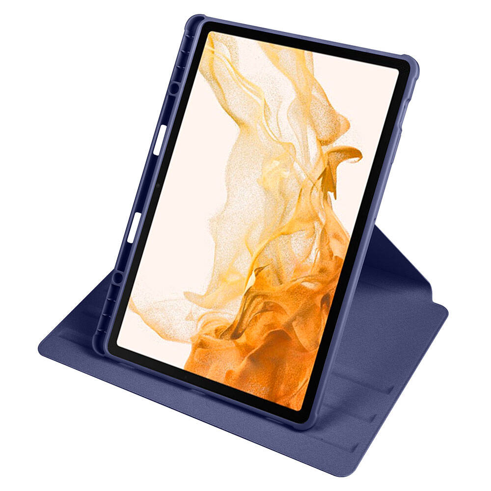 Galaxy Tab S9 Plus Kılıf Zore Termik Kalem Bölmeli Dönebilen Standlı Kılıf Mavi