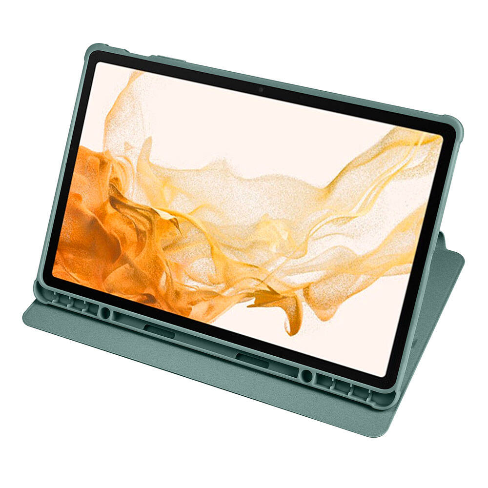 Galaxy Tab S9 Plus Kılıf Zore Termik Kalem Bölmeli Dönebilen Standlı Kılıf Gri