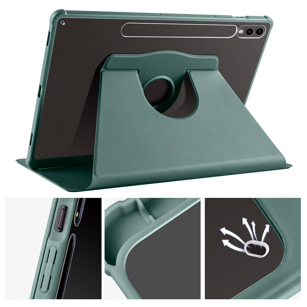 Galaxy Tab S9 Plus Kılıf Zore Termik Kalem Bölmeli Dönebilen Standlı Kılıf Lacivert