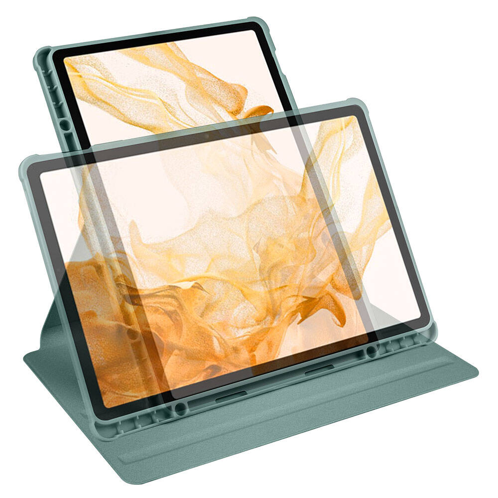 Galaxy Tab S9 Plus Kılıf Zore Termik Kalem Bölmeli Dönebilen Standlı Kılıf Açık Yeşil