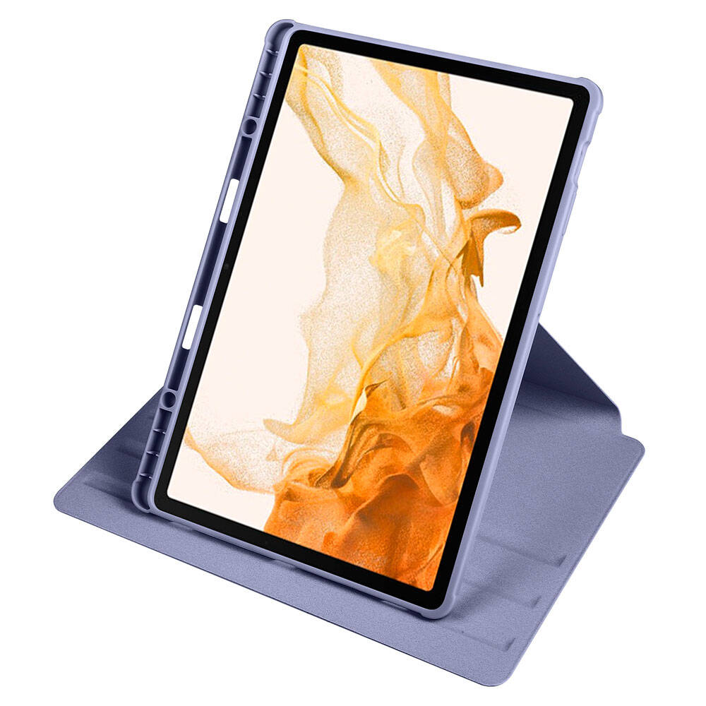 Galaxy Tab S9 Plus Kılıf Zore Termik Kalem Bölmeli Dönebilen Standlı Kılıf Mavi