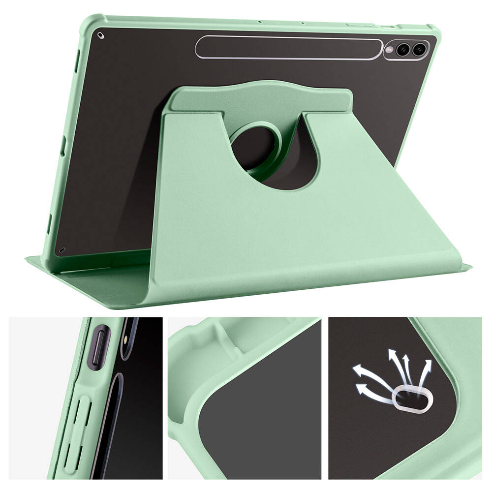 Galaxy Tab S9 Plus Kılıf Zore Termik Kalem Bölmeli Dönebilen Standlı Kılıf Lavendery Gray
