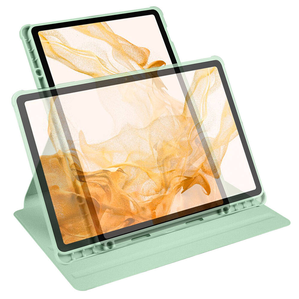Galaxy Tab S9 Plus Kılıf Zore Termik Kalem Bölmeli Dönebilen Standlı Kılıf Açık Yeşil
