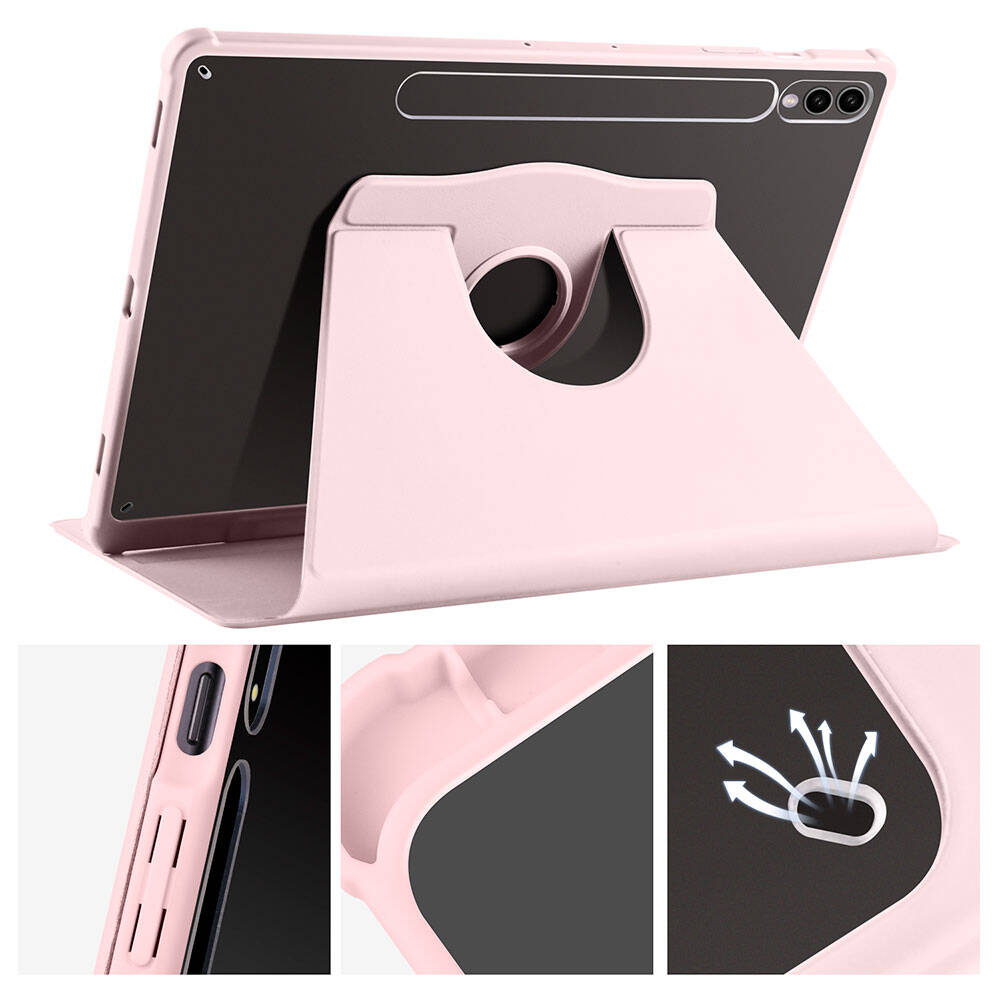 Galaxy Tab S9 Plus Kılıf Zore Termik Kalem Bölmeli Dönebilen Standlı Kılıf Açık Yeşil