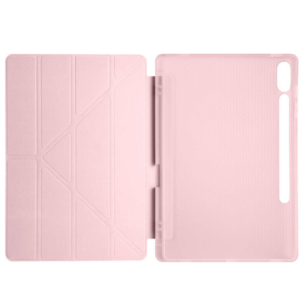 Galaxy Tab S9 Plus Kılıf Zore Tri Folding Kalem Bölmeli Standlı Kılıf Rose Gold