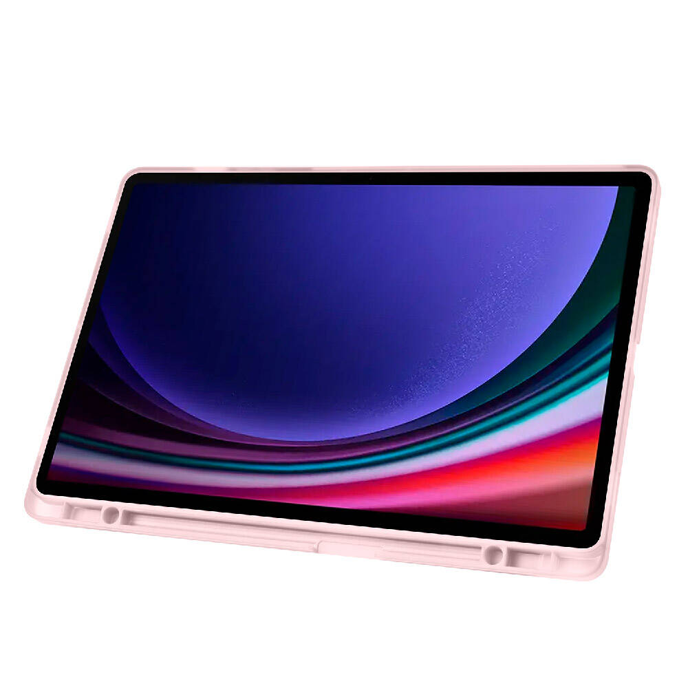 Galaxy Tab S9 Plus Kılıf Zore Tri Folding Kalem Bölmeli Standlı Kılıf Gri