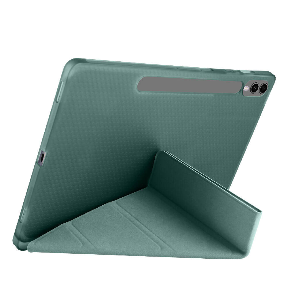 Galaxy Tab S9 Plus Kılıf Zore Tri Folding Kalem Bölmeli Standlı Kılıf Lacivert