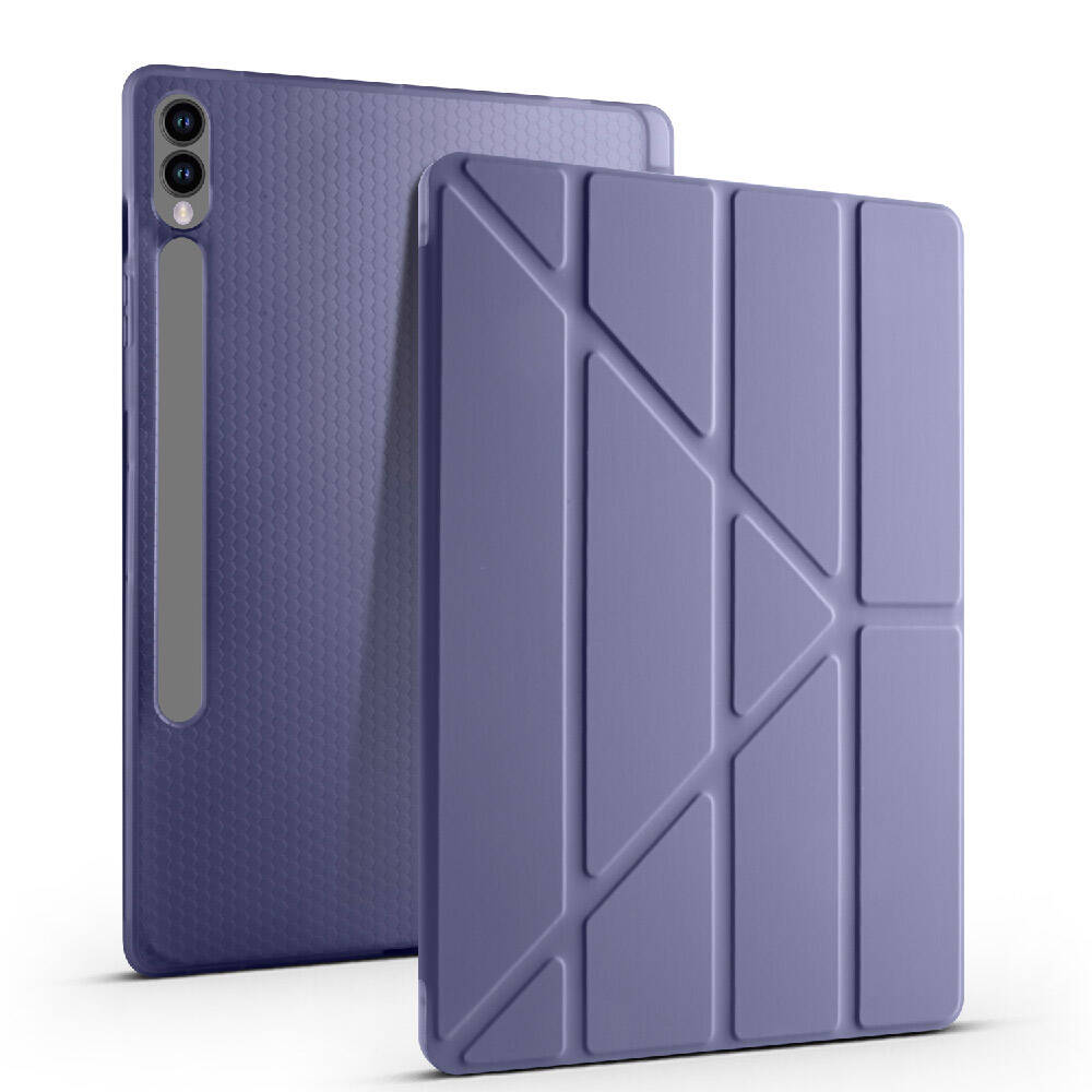 Galaxy Tab S9 Plus Kılıf Zore Tri Folding Kalem Bölmeli Standlı Kılıf Lacivert