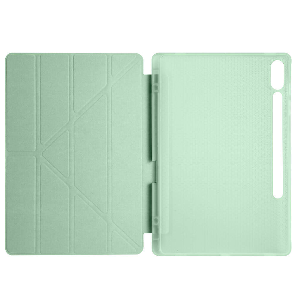 Galaxy Tab S9 Plus Kılıf Zore Tri Folding Kalem Bölmeli Standlı Kılıf Açık Yeşil