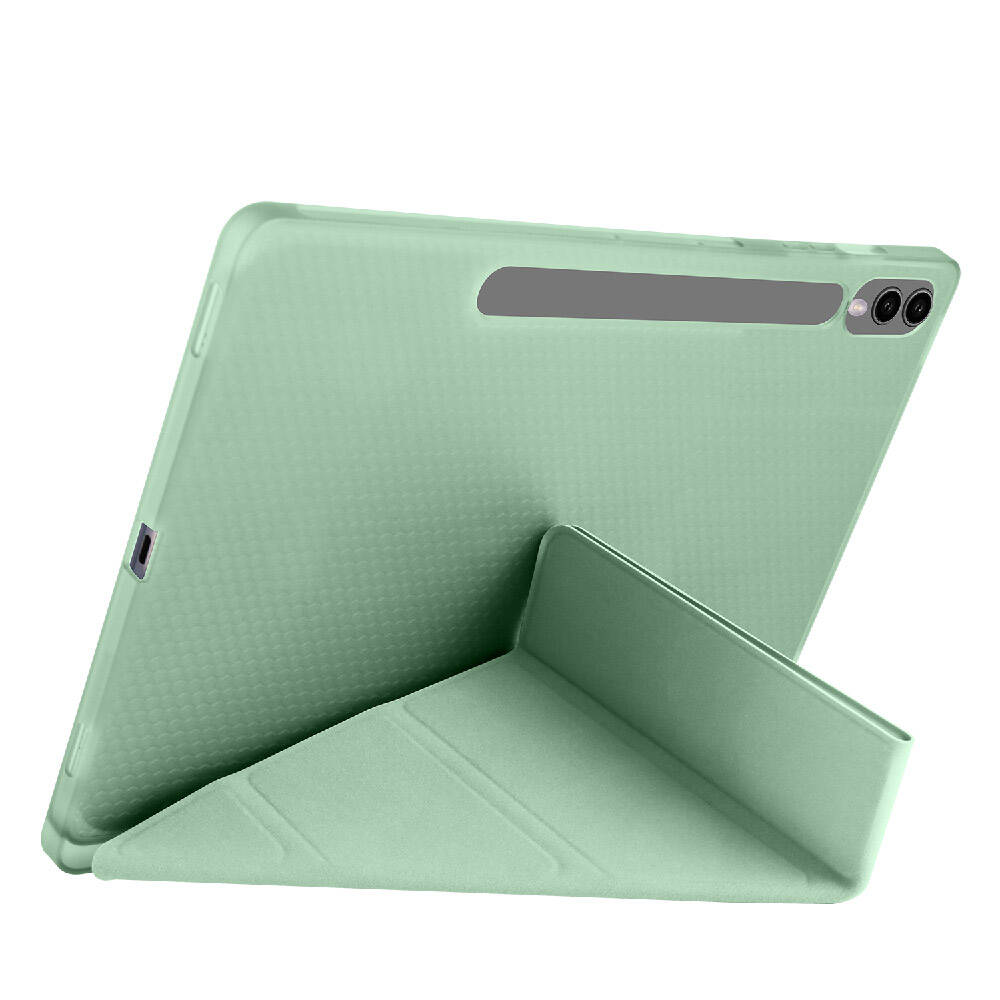 Galaxy Tab S9 Plus Kılıf Zore Tri Folding Kalem Bölmeli Standlı Kılıf Siyah