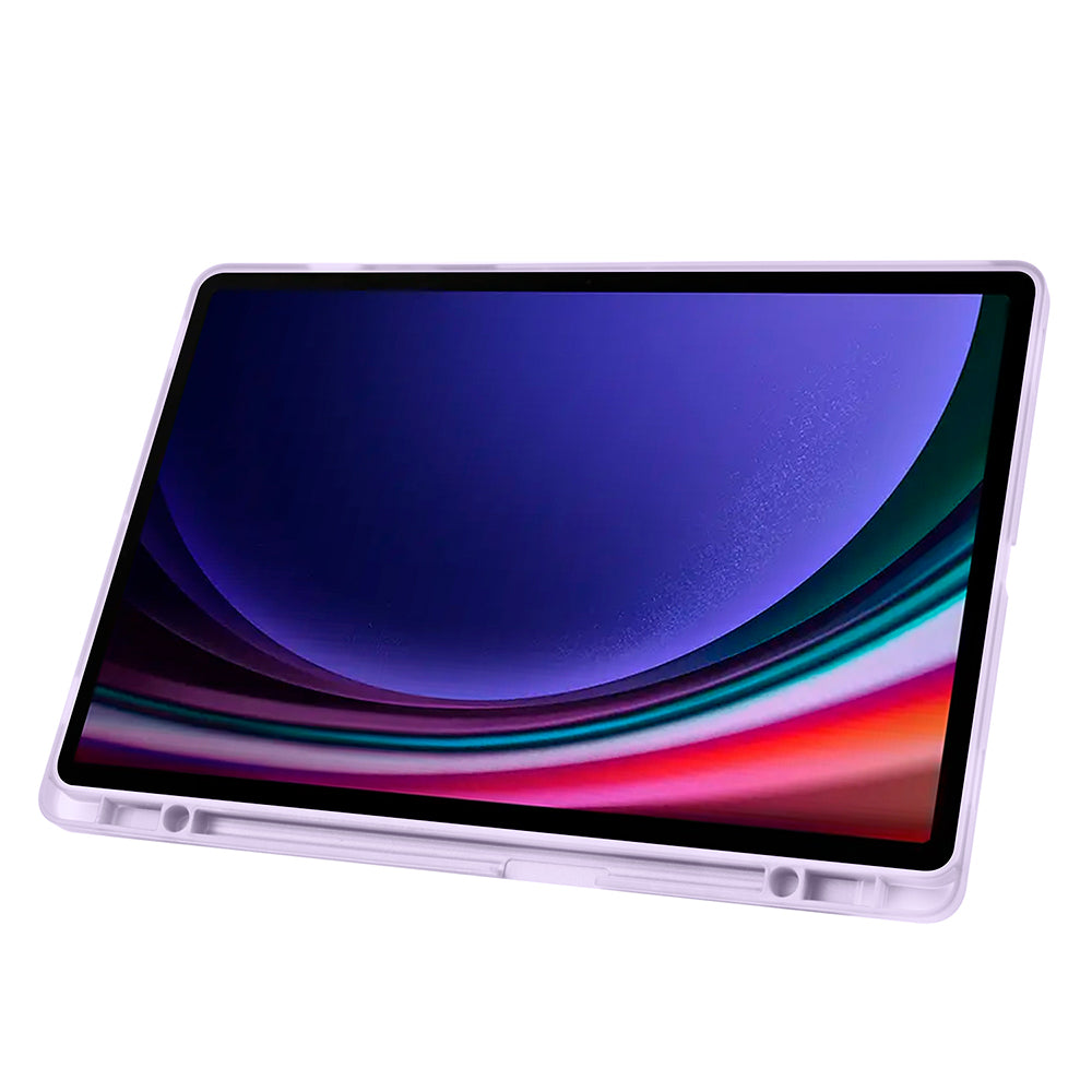 Galaxy Tab S9 Plus Kılıf Zore Tri Folding Kalem Bölmeli Standlı Kılıf Gri
