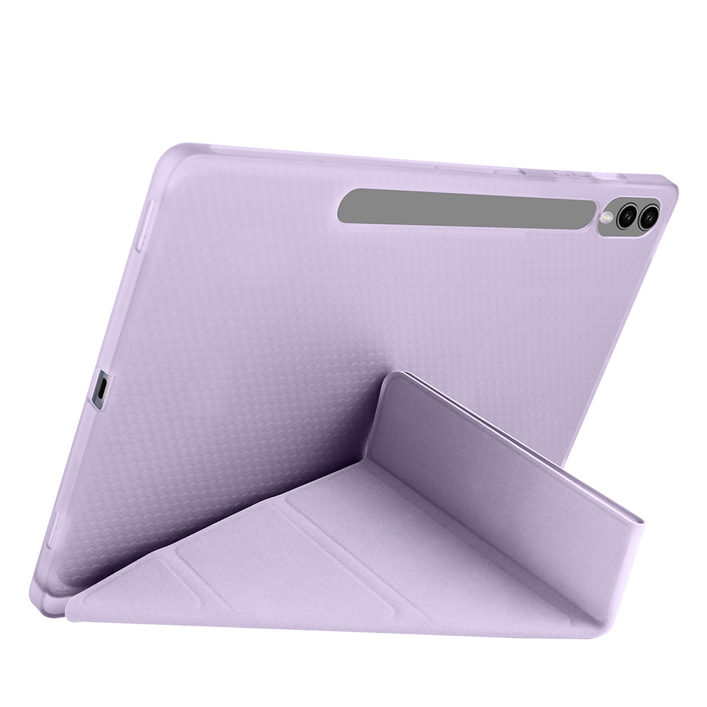 Galaxy Tab S9 Plus Kılıf Zore Tri Folding Kalem Bölmeli Standlı Kılıf Siyah