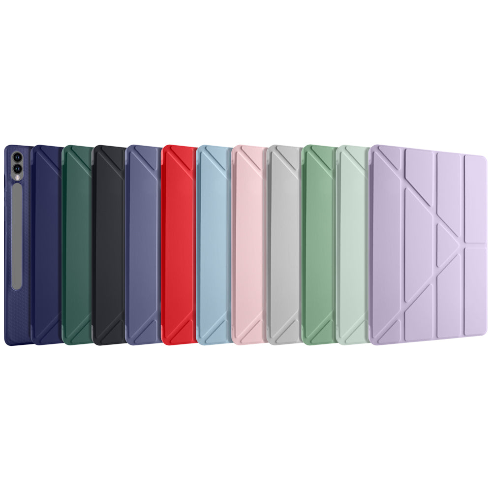 Galaxy Tab S9 Plus Kılıf Zore Tri Folding Kalem Bölmeli Standlı Kılıf Siyah