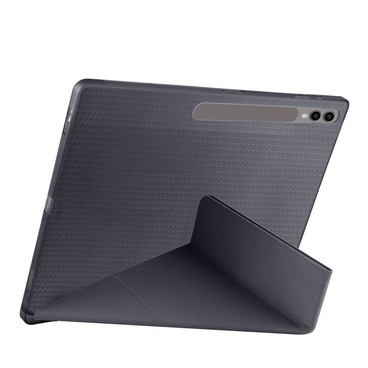Galaxy Tab S9 Ultra Kılıf Zore Tri Folding Kalem Bölmeli Standlı Kılıf Siyah