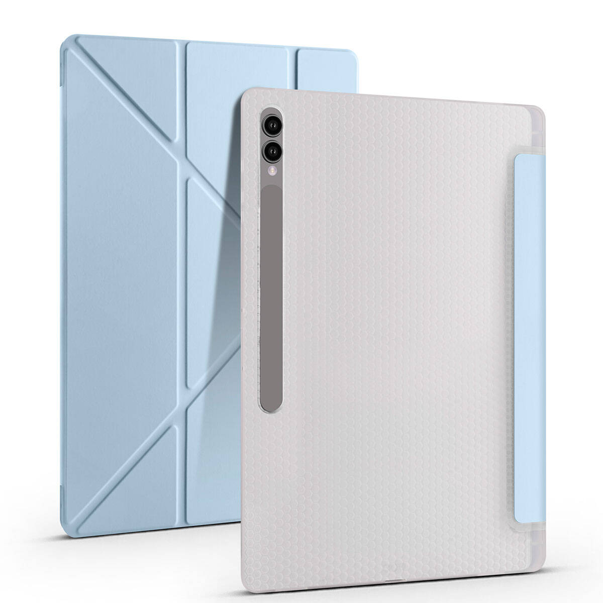 Galaxy Tab S9 Ultra Kılıf Zore Tri Folding Kalem Bölmeli Standlı Kılıf Siyah