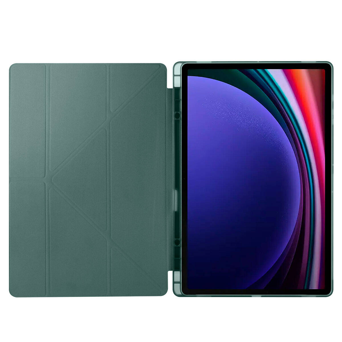 Galaxy Tab S9 Ultra Kılıf Zore Tri Folding Kalem Bölmeli Standlı Kılıf Mavi