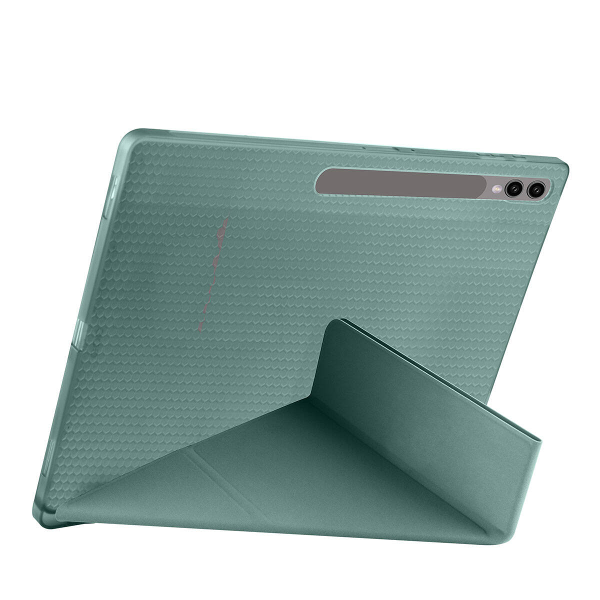 Galaxy Tab S9 Ultra Kılıf Zore Tri Folding Kalem Bölmeli Standlı Kılıf Koyu Yeşil