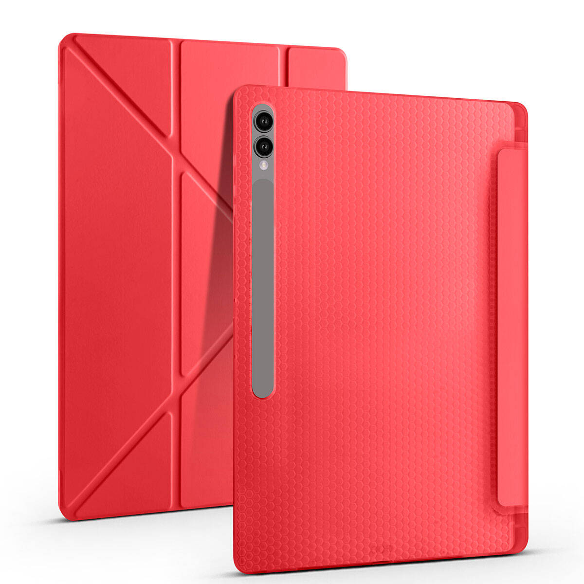 Galaxy Tab S9 Ultra Kılıf Zore Tri Folding Kalem Bölmeli Standlı Kılıf Rose Gold