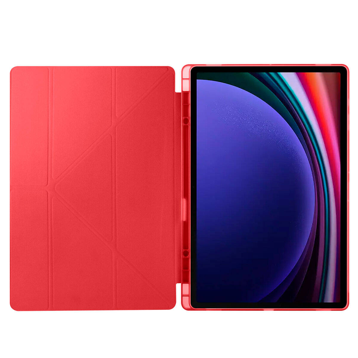 Galaxy Tab S9 Ultra Kılıf Zore Tri Folding Kalem Bölmeli Standlı Kılıf Mavi