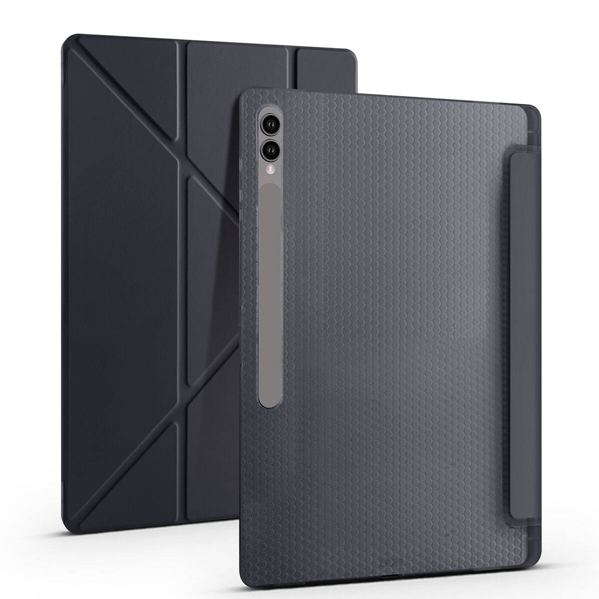 Galaxy Tab S9 Ultra Kılıf Zore Tri Folding Kalem Bölmeli Standlı Kılıf Kırmızı