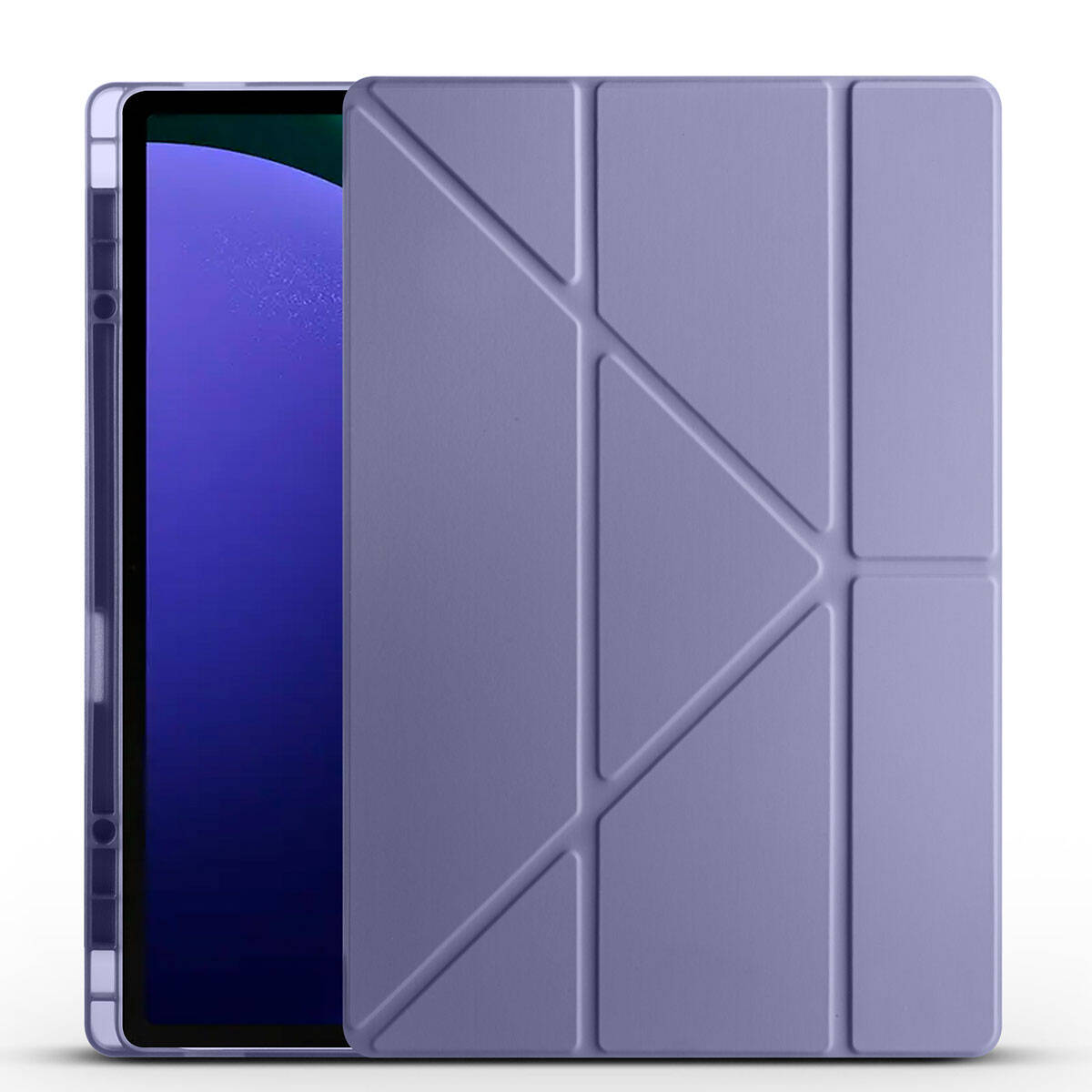 Galaxy Tab S9 Ultra Kılıf Zore Tri Folding Kalem Bölmeli Standlı Kılıf Mor