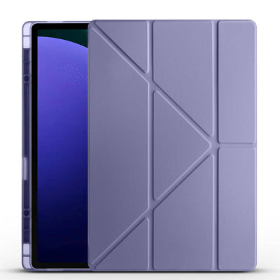 Galaxy Tab S9 Ultra Kılıf Zore Tri Folding Kalem Bölmeli Standlı Kılıf Mor