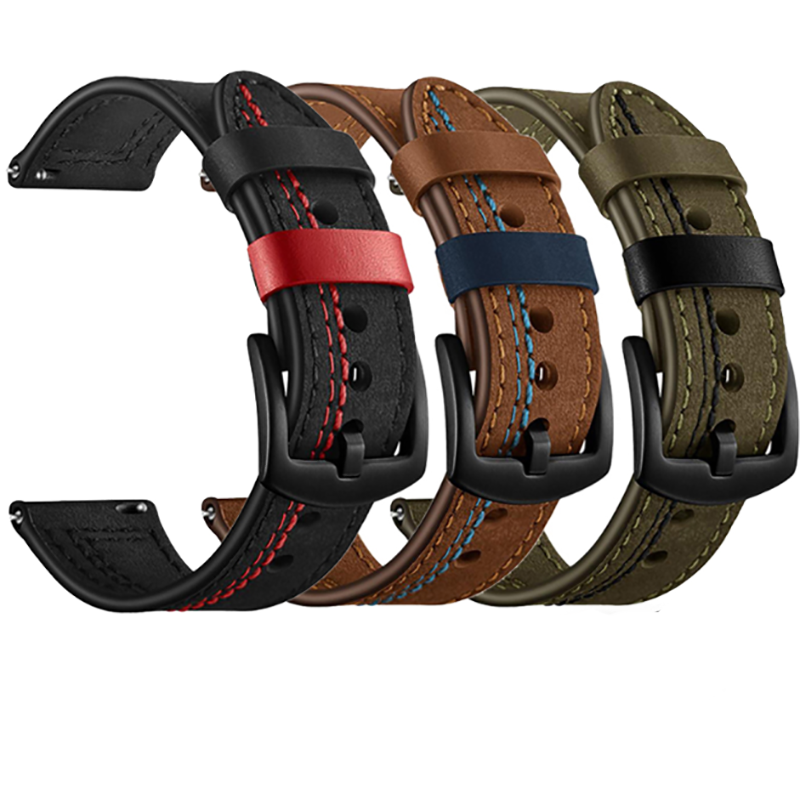 Galaxy Watch 42mm (20mm) KRD-19 Deri Kordon Siyah
