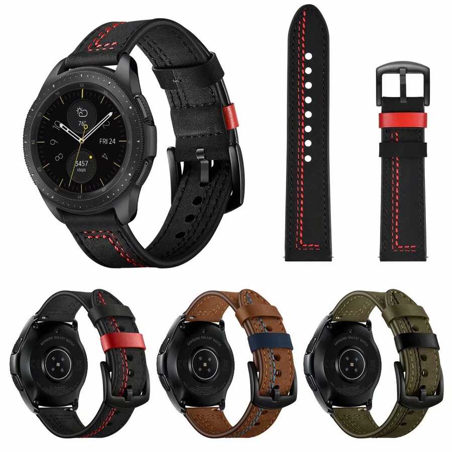 Galaxy Watch 42mm (20mm) KRD-19 Deri Kordon Siyah