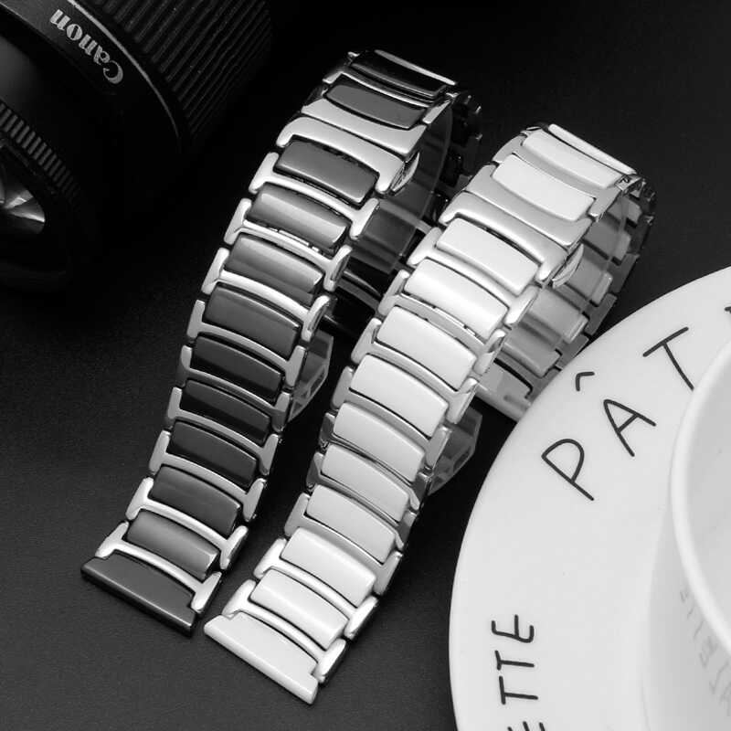 Galaxy Watch 42mm (20mm) Seramik Metal Kordon Siyah-Gümüş