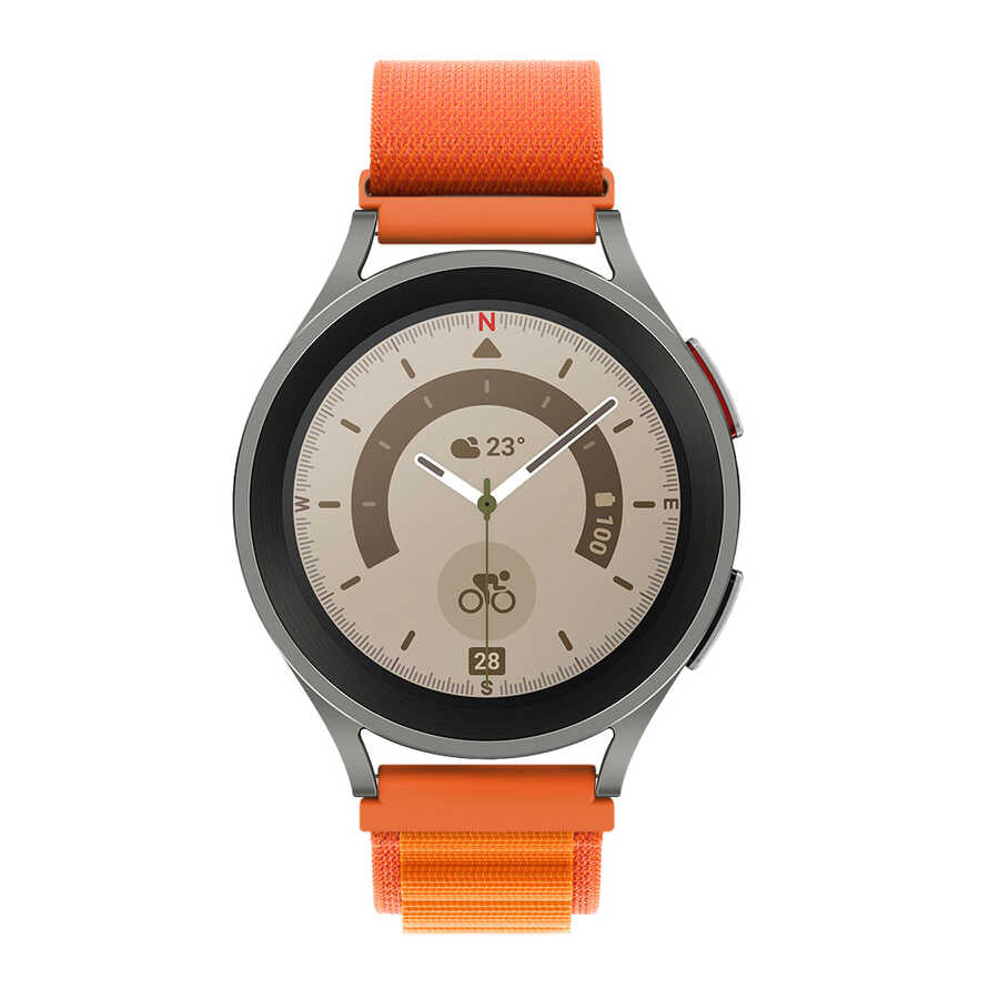 Galaxy Watch 42mm Zore KRD-74 20mm Hasır Kordon Turuncu