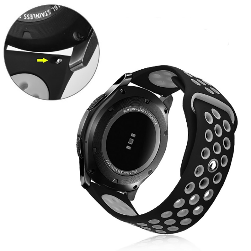 Galaxy Watch 46mm (22mm) KRD-02 Silikon Kordon Kırmızı-Siyah