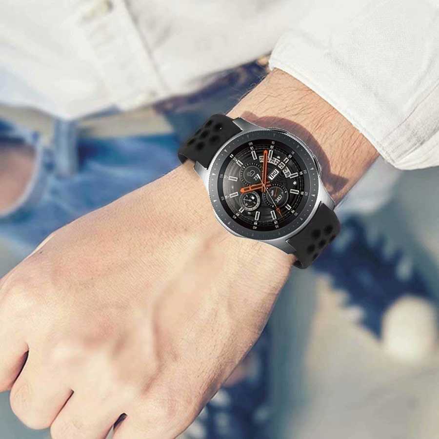 Galaxy Watch 46mm (22mm) KRD-02 Silikon Kordon Siyah-Mor