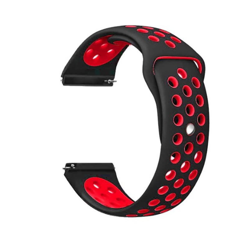 Galaxy Watch 46mm (22mm) KRD-02 Silikon Kordon Siyah-Kırmızı