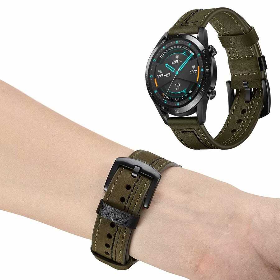 Galaxy Watch 46mm (22mm) KRD-19 Deri Kordon Siyah